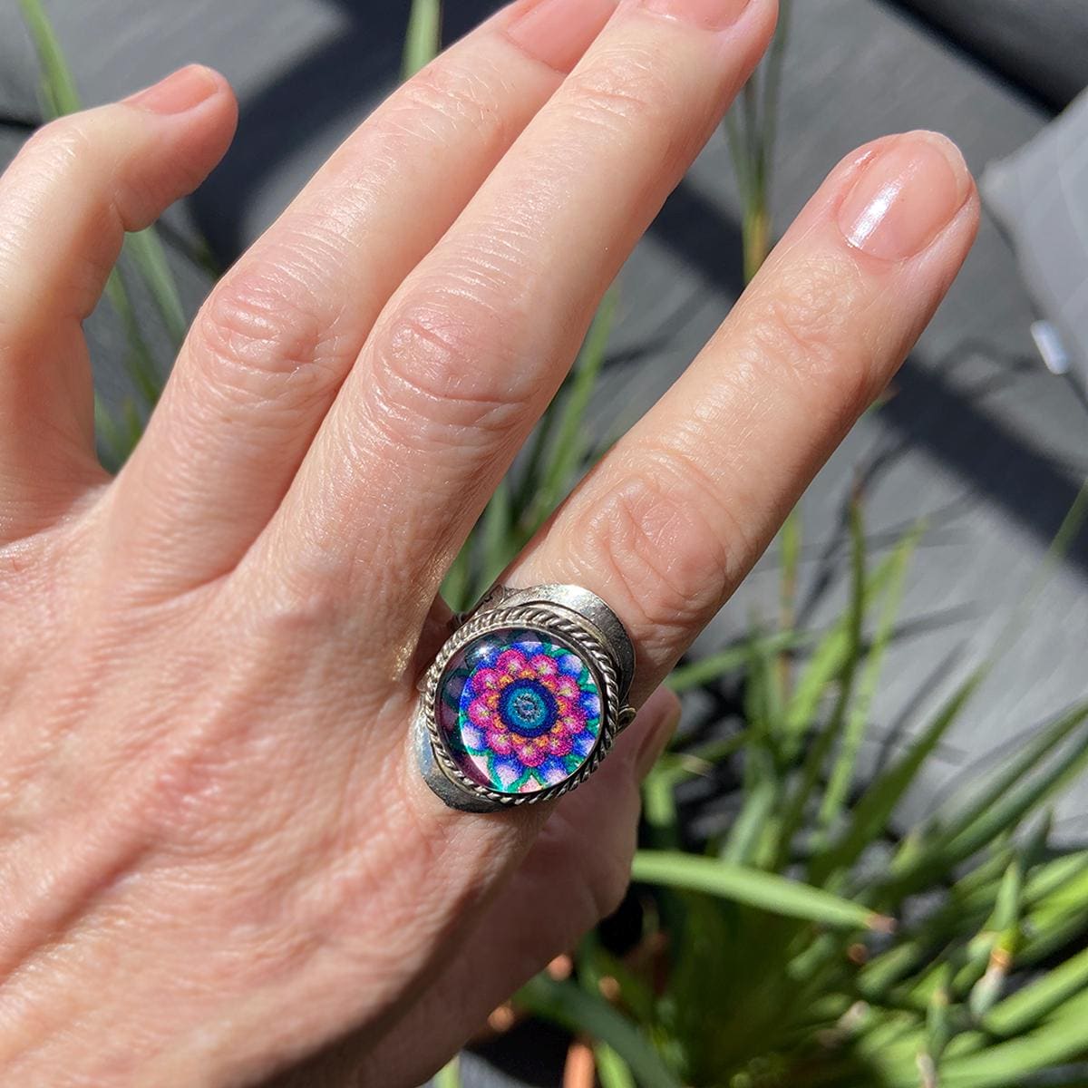 Shamanic Mirror Ring by Artem Budagh — Sterling Silver, 18K Gold, Sapphire